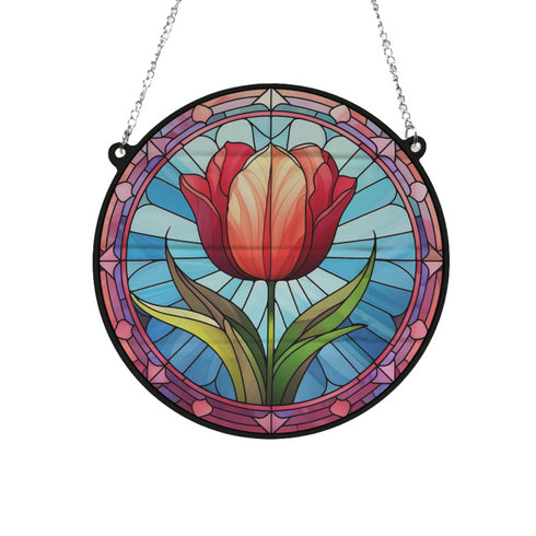 Tulip Stained Glass Effect Suncatcher
